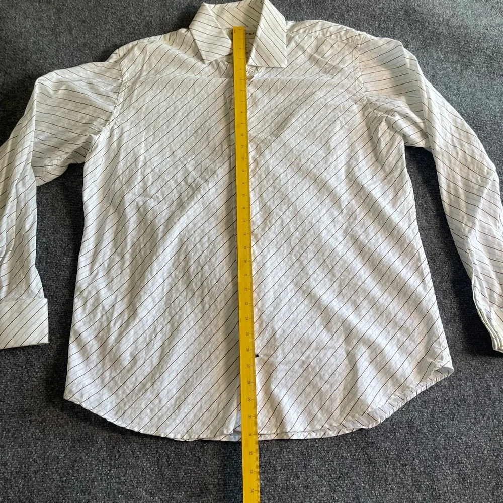 Banana Republic Mens XL White Diagonal Stripe Dobby‎ Cotton Button Down Shirt
